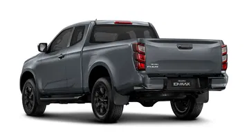 Vista posterior y lateral del Isuzu D-MAX 2025, destacando su diseño robusto.