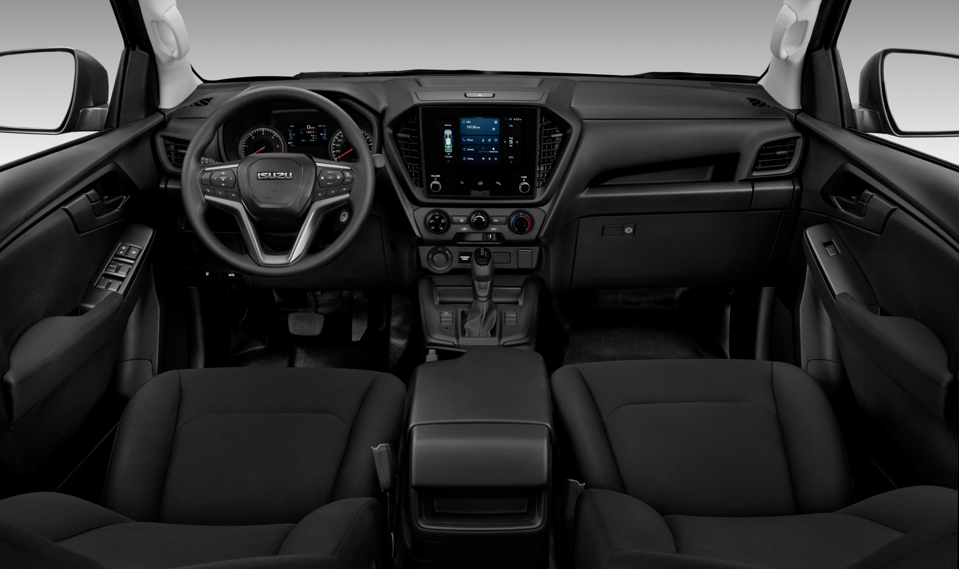 Interior del Isuzu D-MAX 2025 que destaca por su diseño funcional y ergonomía.