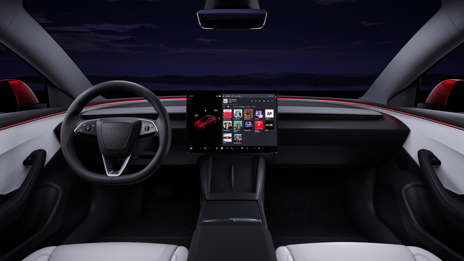 Interiores modernos y minimalistas del Model 3, con tecnología intuitiva.
