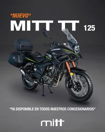 Nueva Mitt TT 125, resaltando su diseño trail y potencia de 14,5 CV.