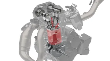 Motor de la SUZUKI DR-Z4SM, un diseño compacto y eficiente.