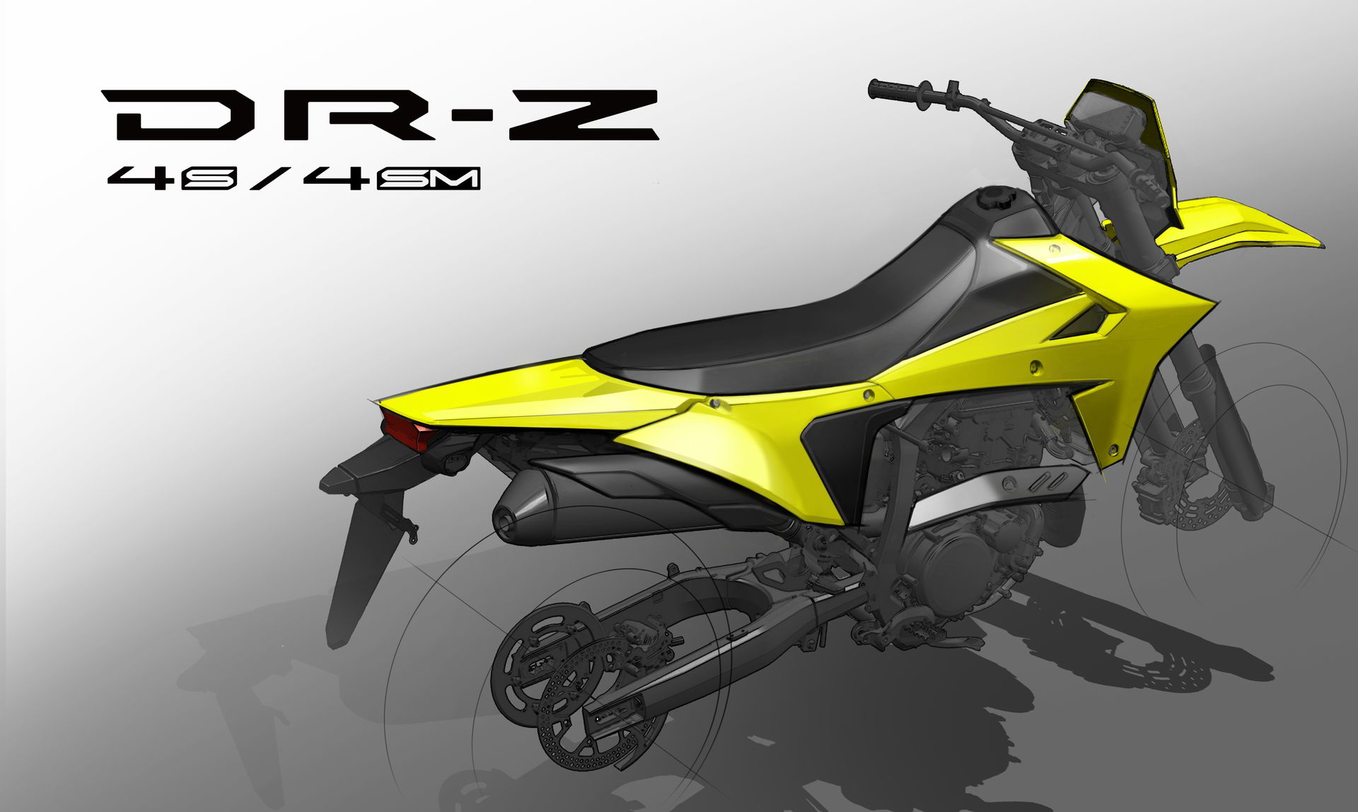 Vista lateral del Suzuki DR-Z4SM, una moto ligera y divertida con gran diseño.