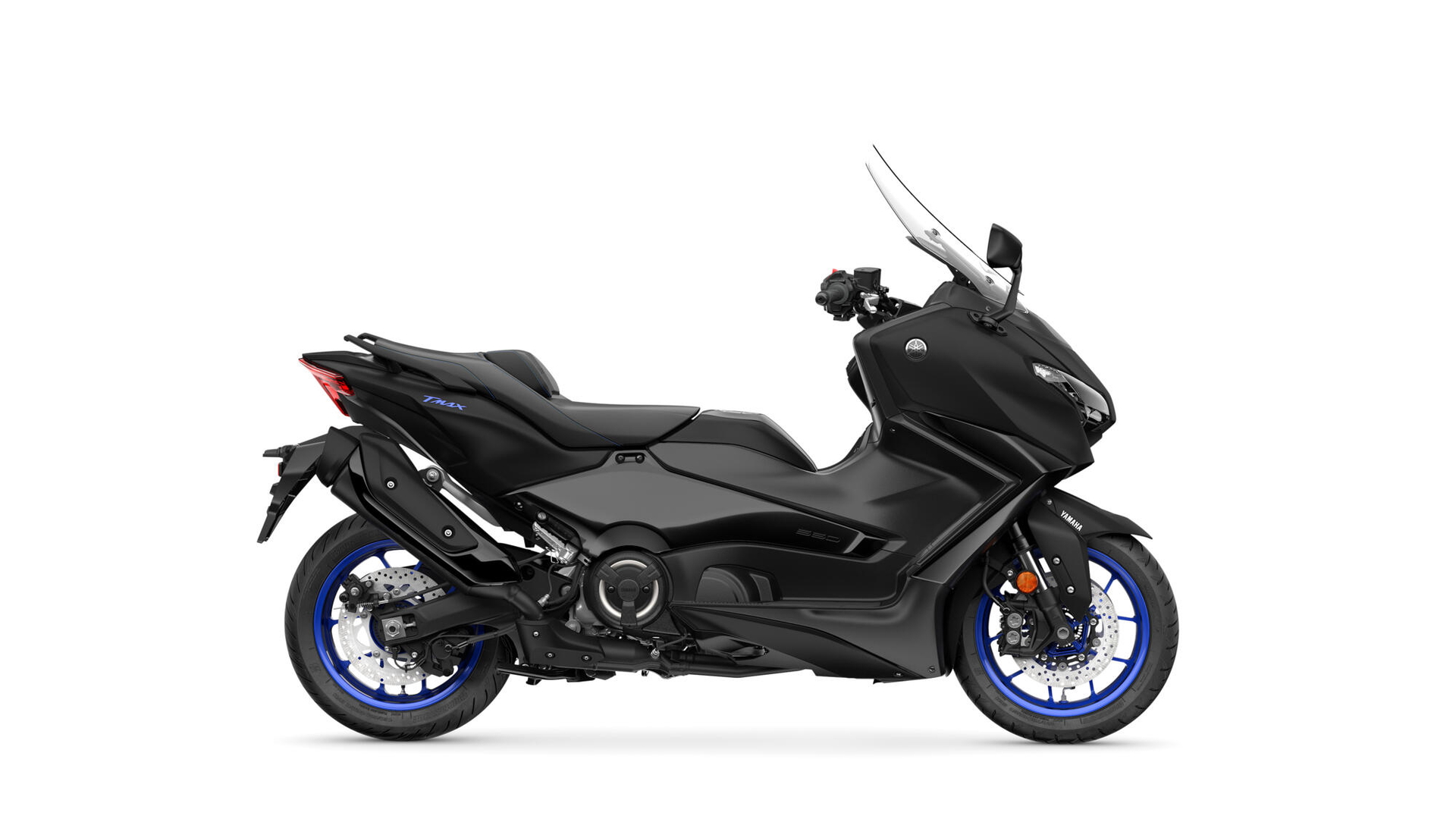 Vista lateral Yamaha TMAX, diseño deportivo y aerodinámico.