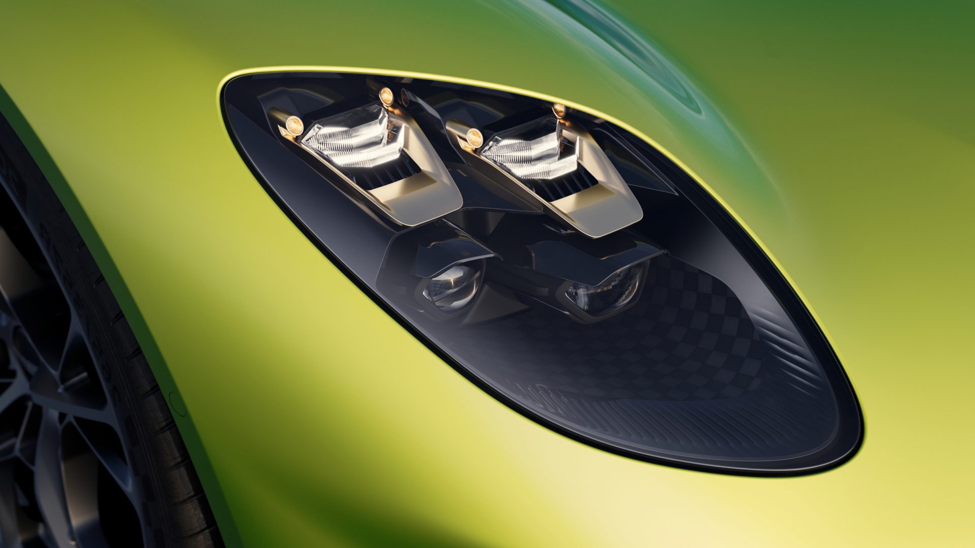 Primer plano del sistema de apertura del capó del Aston Martin Valhalla, un diseño aerodinámico excepcional.