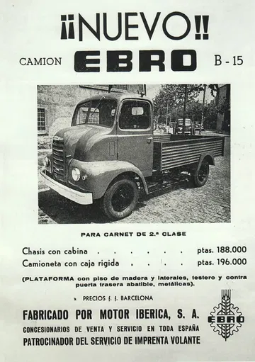 Camión Ebro B-15 ideal para carnet de 2ª clase con cabina y caja rígida.