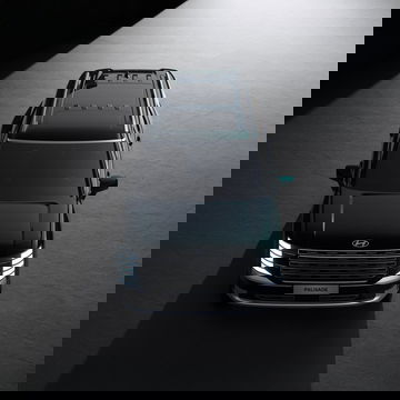 Vista frontal del Hyundai Palisade 2025, imponente y elegante.