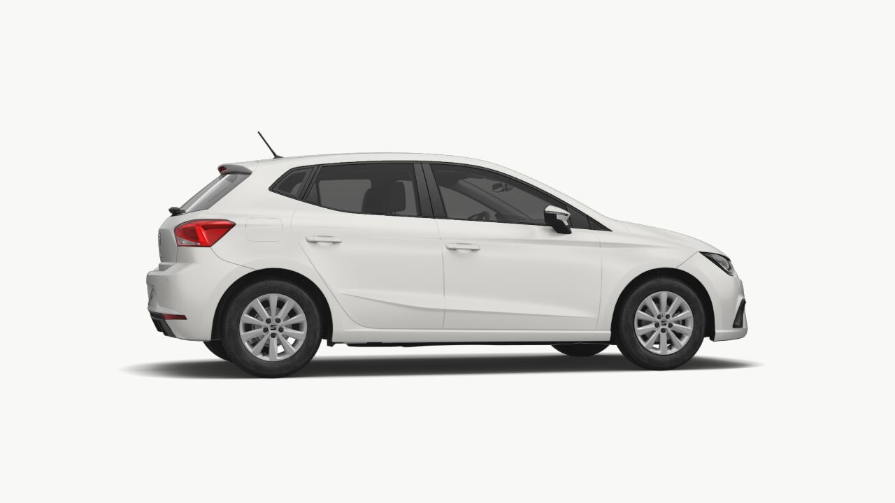 Vista lateral del nuevo SEAT Ibiza, destaca por su diseño elegante y aerodinámico.