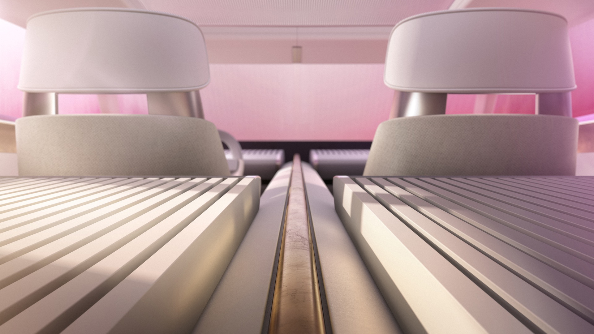 Vista desde los asientos delanteros, mostrando un diseño futurista y ergonómico.