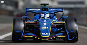 Monoplaza de F1 diseñado según la reglamentación de 2026. Visibilidad de su aerodinámica innovadora.
