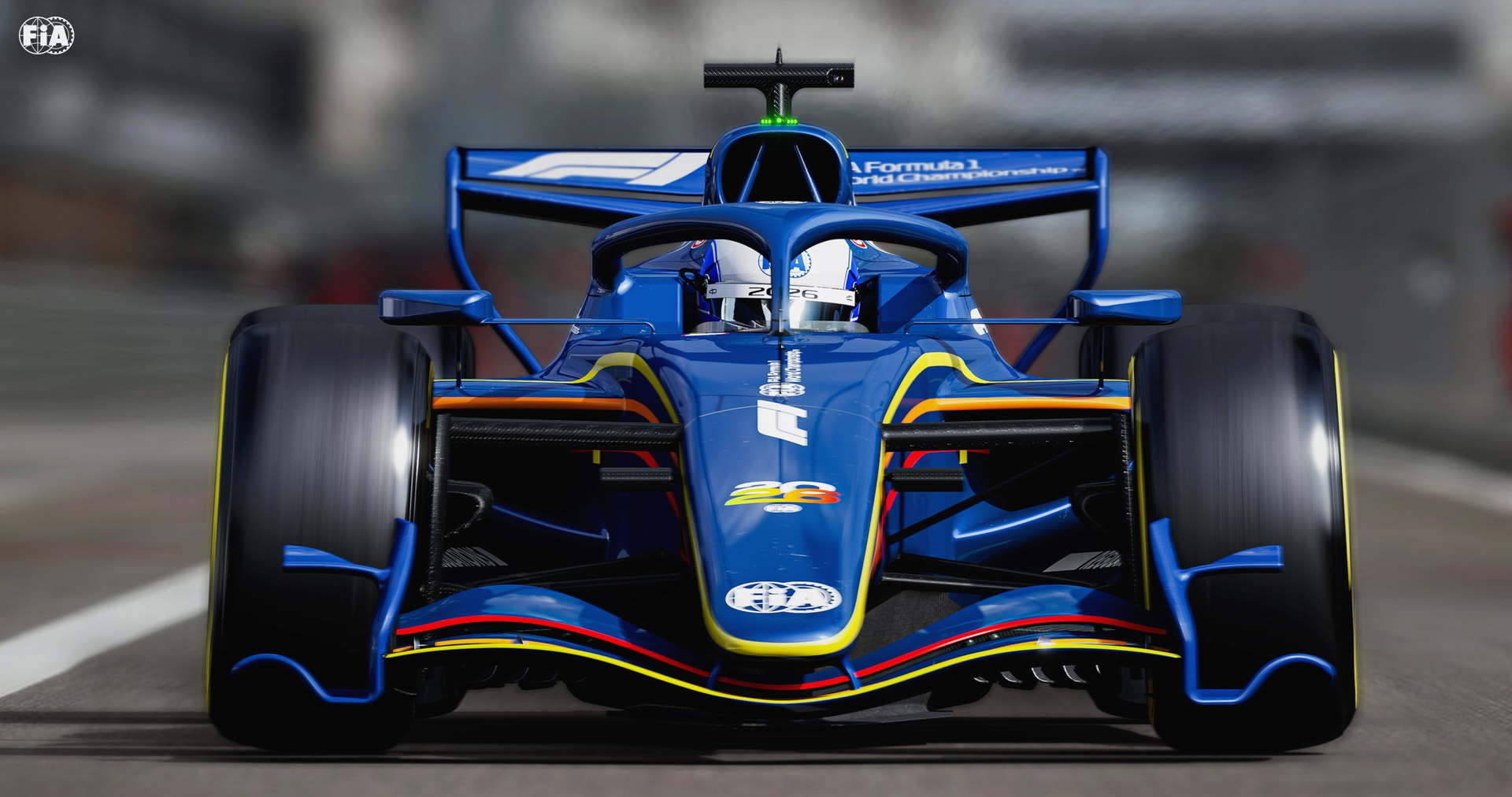 Monoplaza de F1 diseñado según la reglamentación de 2026. Visibilidad de su aerodinámica innovadora.