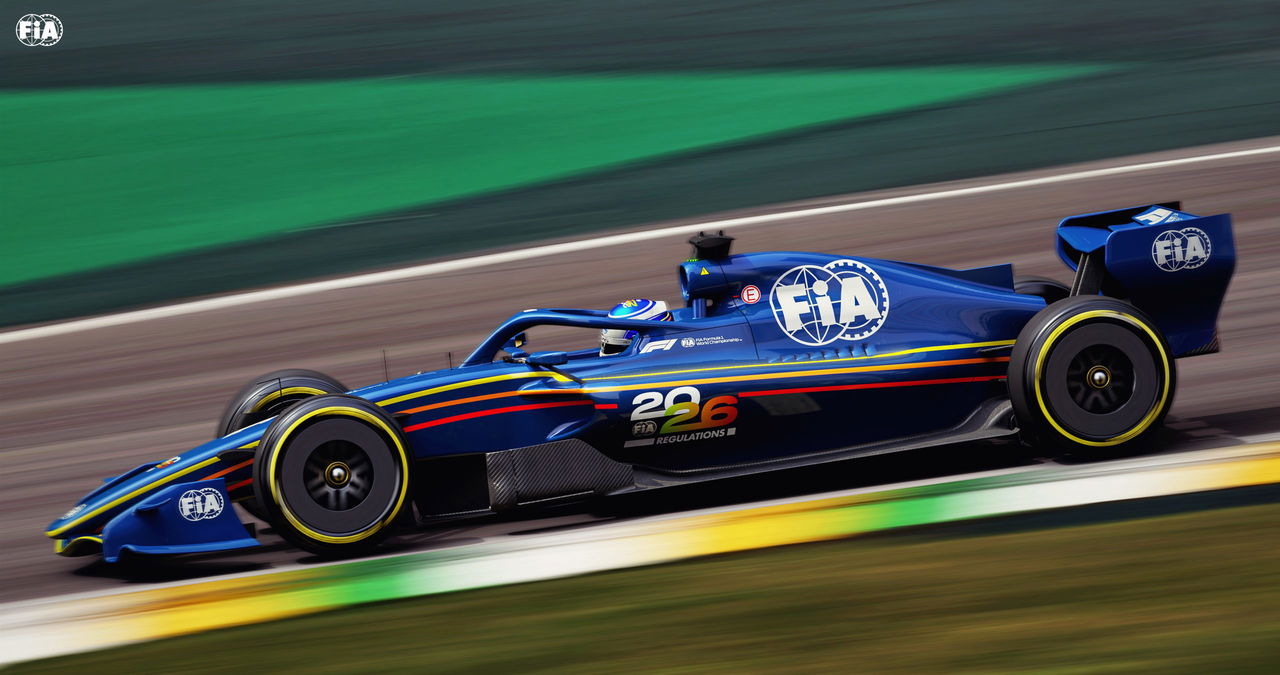 Monoplaza de F1 2026 destacando sus líneas aerodinámicas y colores distintivos.
