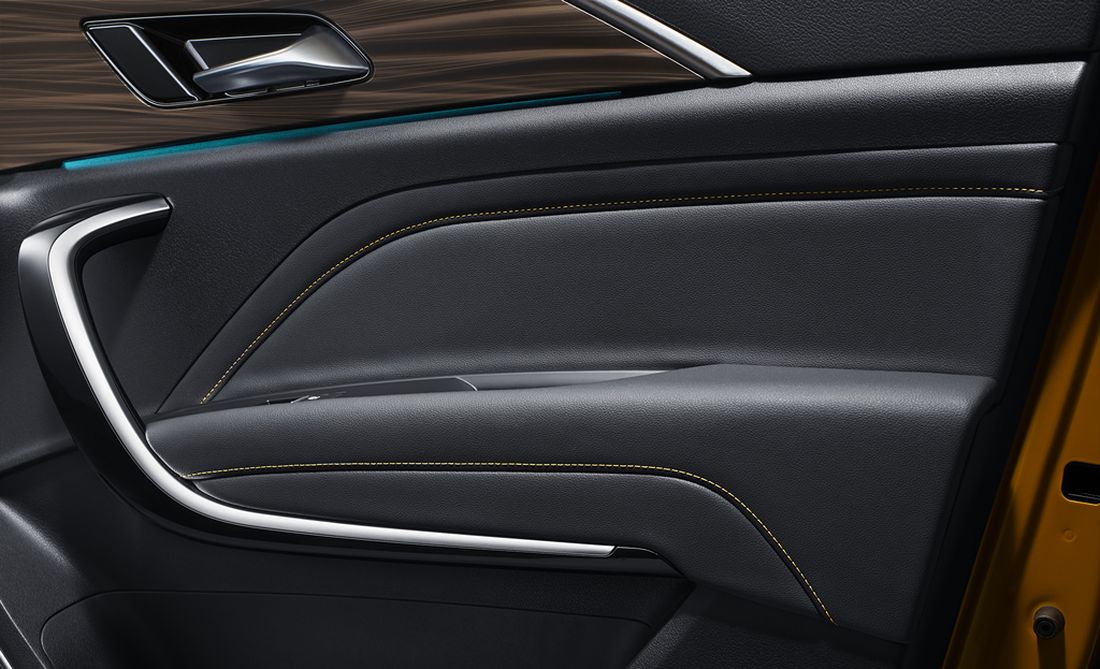 Vista del panel de la puerta con elegante diseño y detalles sofisticados.
