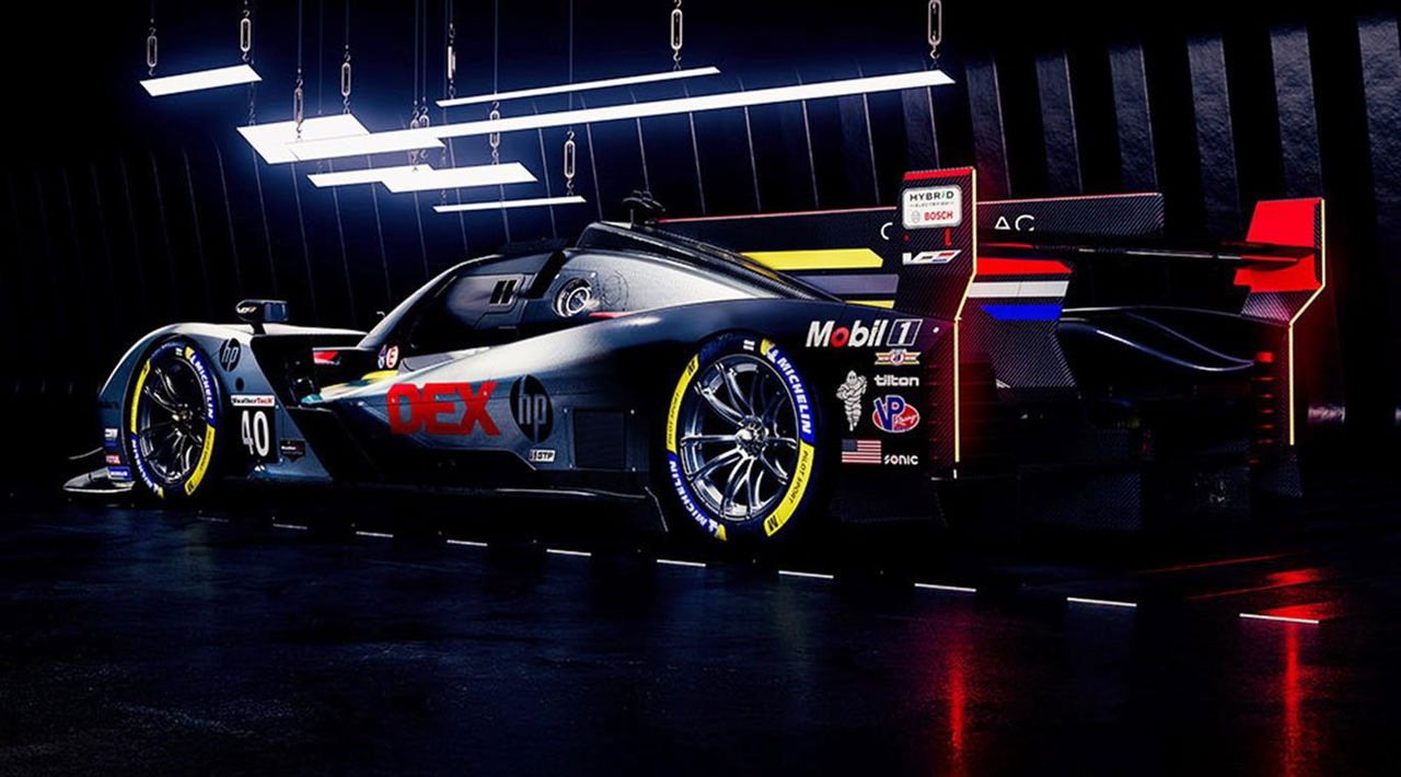 Cadillac Racing presenta su V-Series.R para la IMSA 2025, con un diseño elegante y aerodinámico.