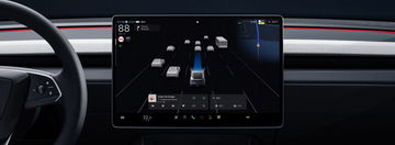 Vista del sistema de instrumentación digital en el Tesla Model Y, destacando su interfaz moderna y funcional.