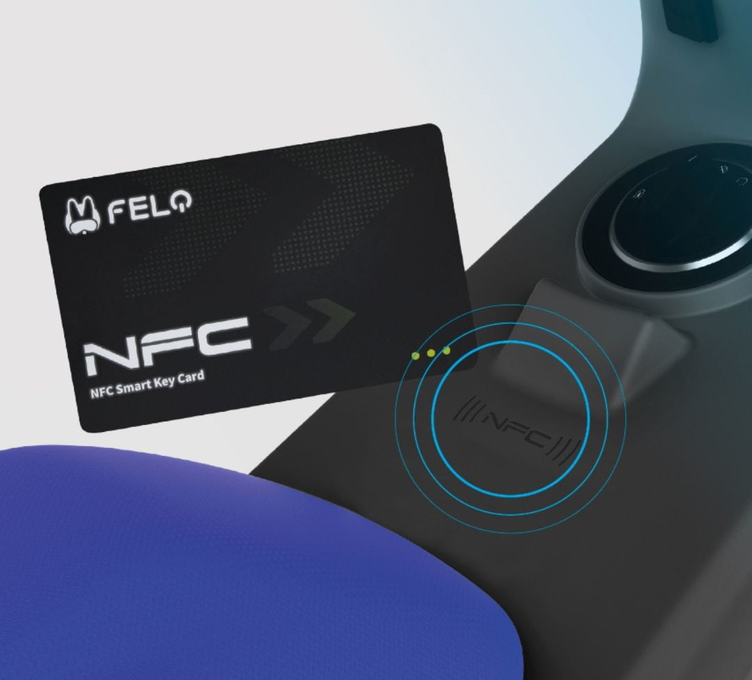 Tarjeta NFC para la Felo moto FW03, que permite funciones avanzadas