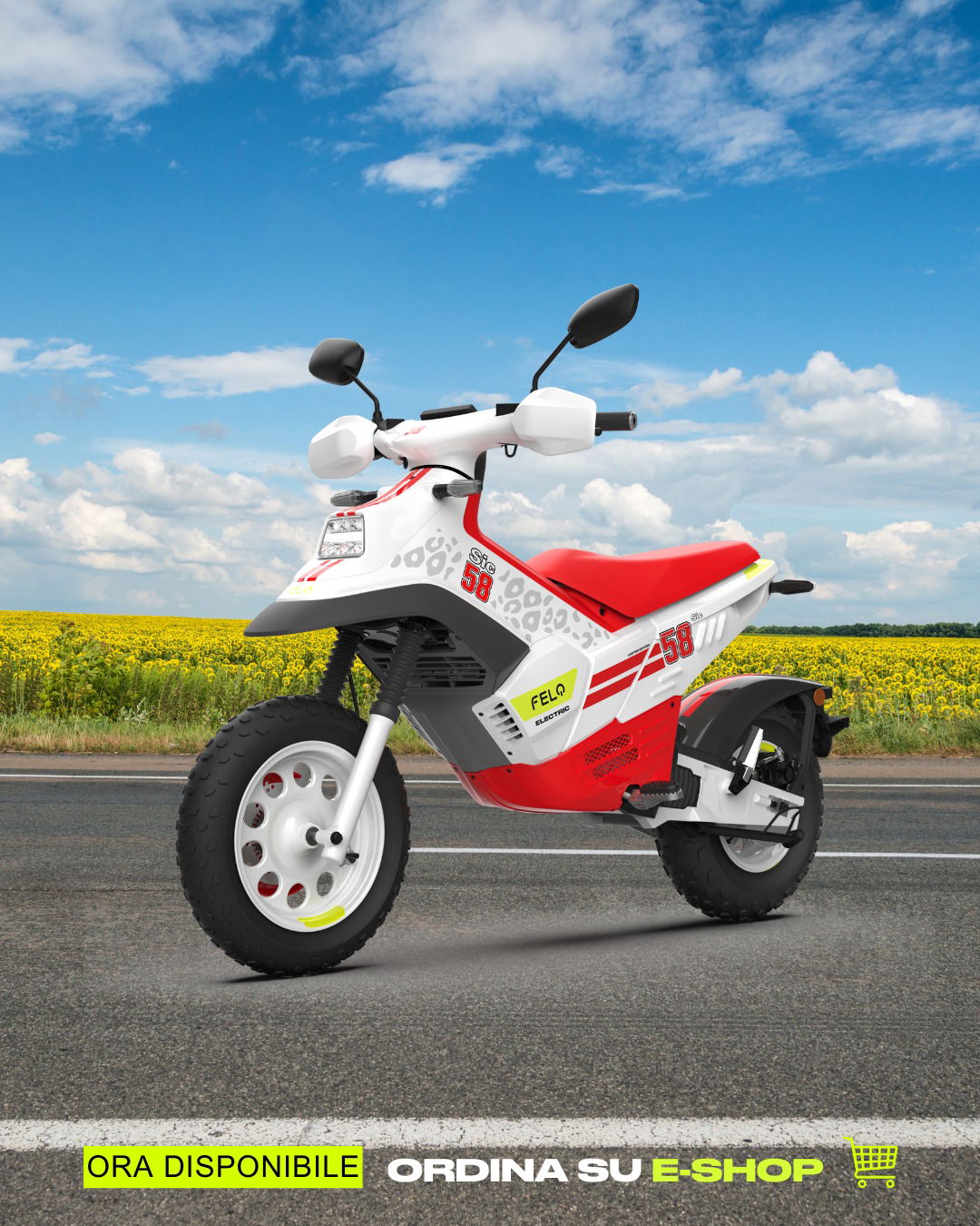 La Felo moto FW03 combina un diseño audaz con un rendimiento ágil y eficaz para ciudad.