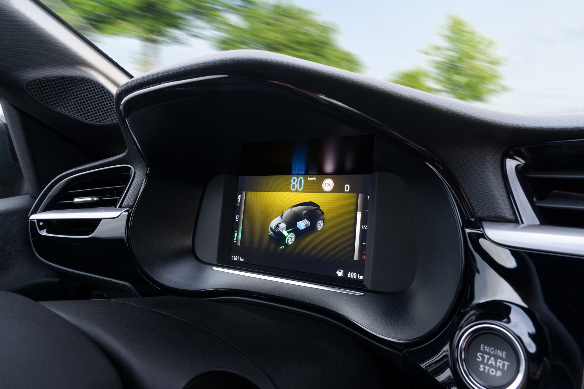 Detalle del cuadro de instrumentos del Opel Corsa, moderno e intuitivo.