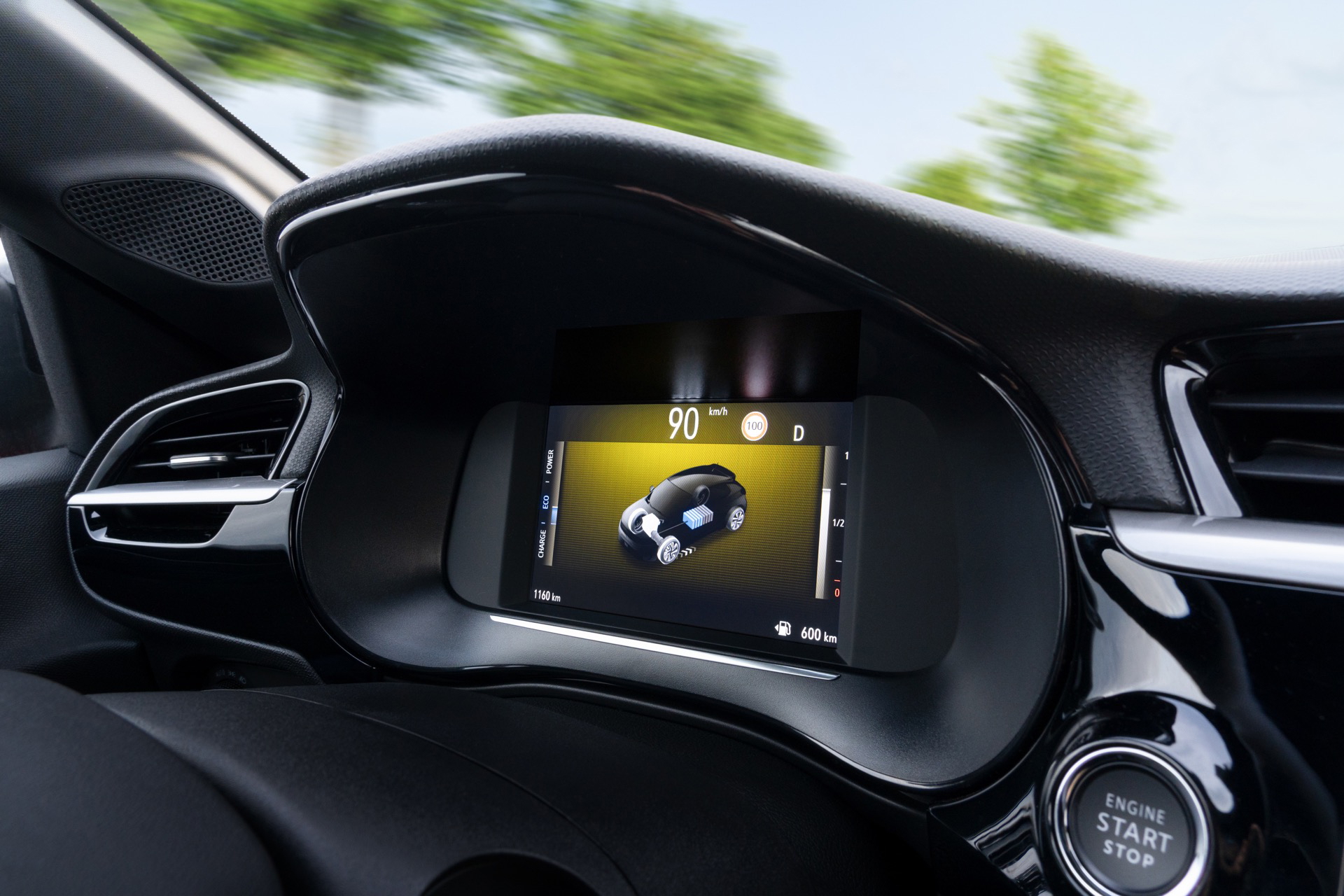 Interior del Opel Corsa 2025, mostrando un panel de instrumentos moderno y funcional.