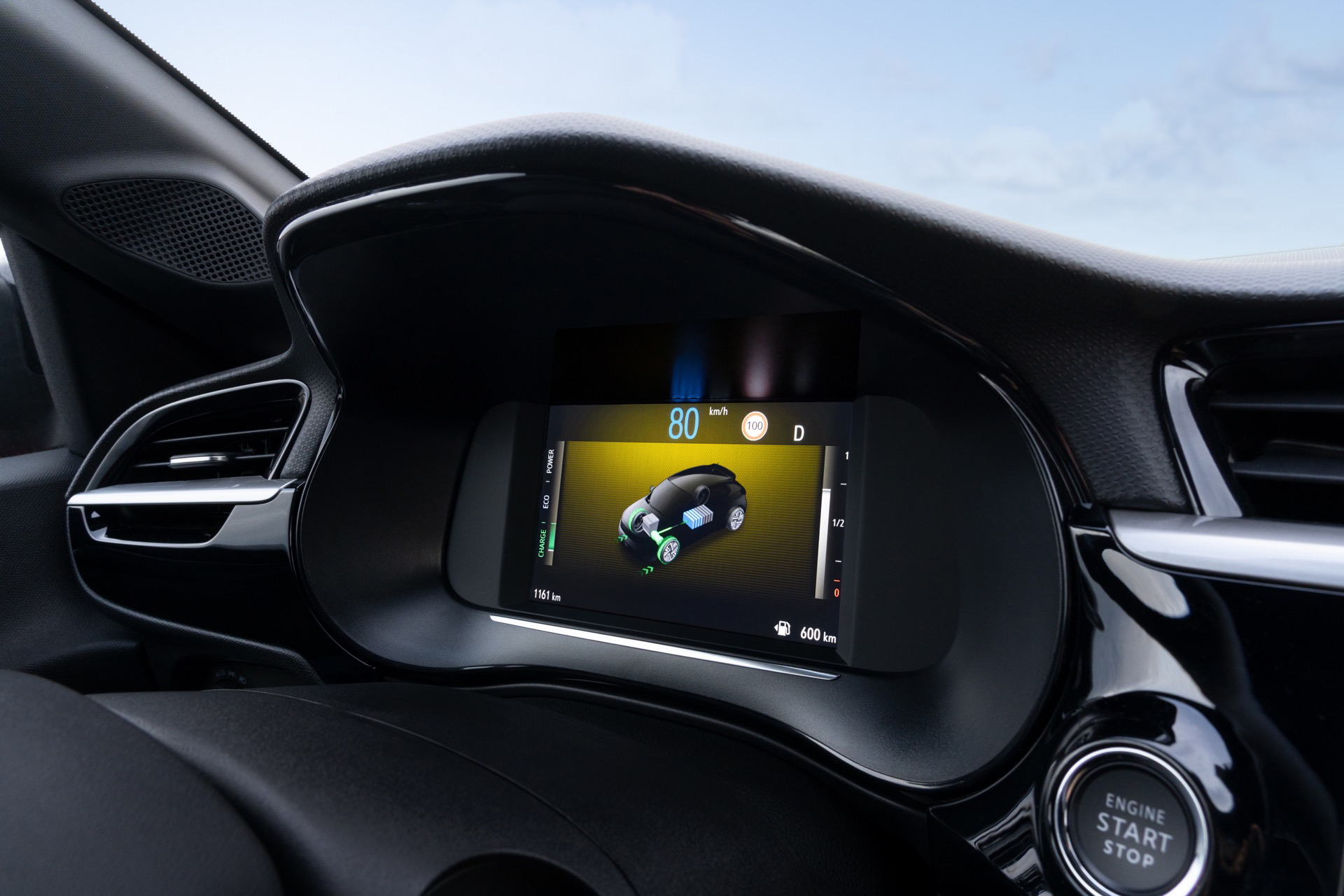 Vista del panel de instrumentos que muestra tecnología avanzada en el Opel Corsa 2025.
