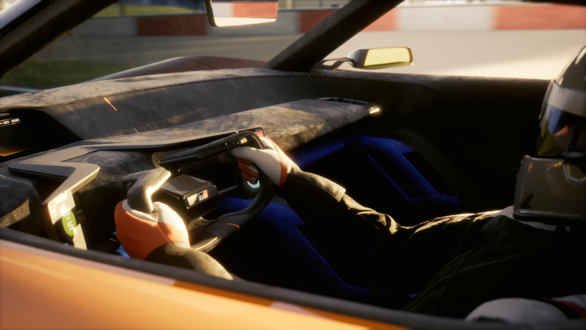 Vista del interior del Toyota FT-Se, donde se aprecia la disposición del volante y los asientos deportivos.