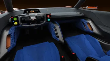 Vista del interior del Toyota FT-Se, que destaca por su diseño moderno y deportivo.