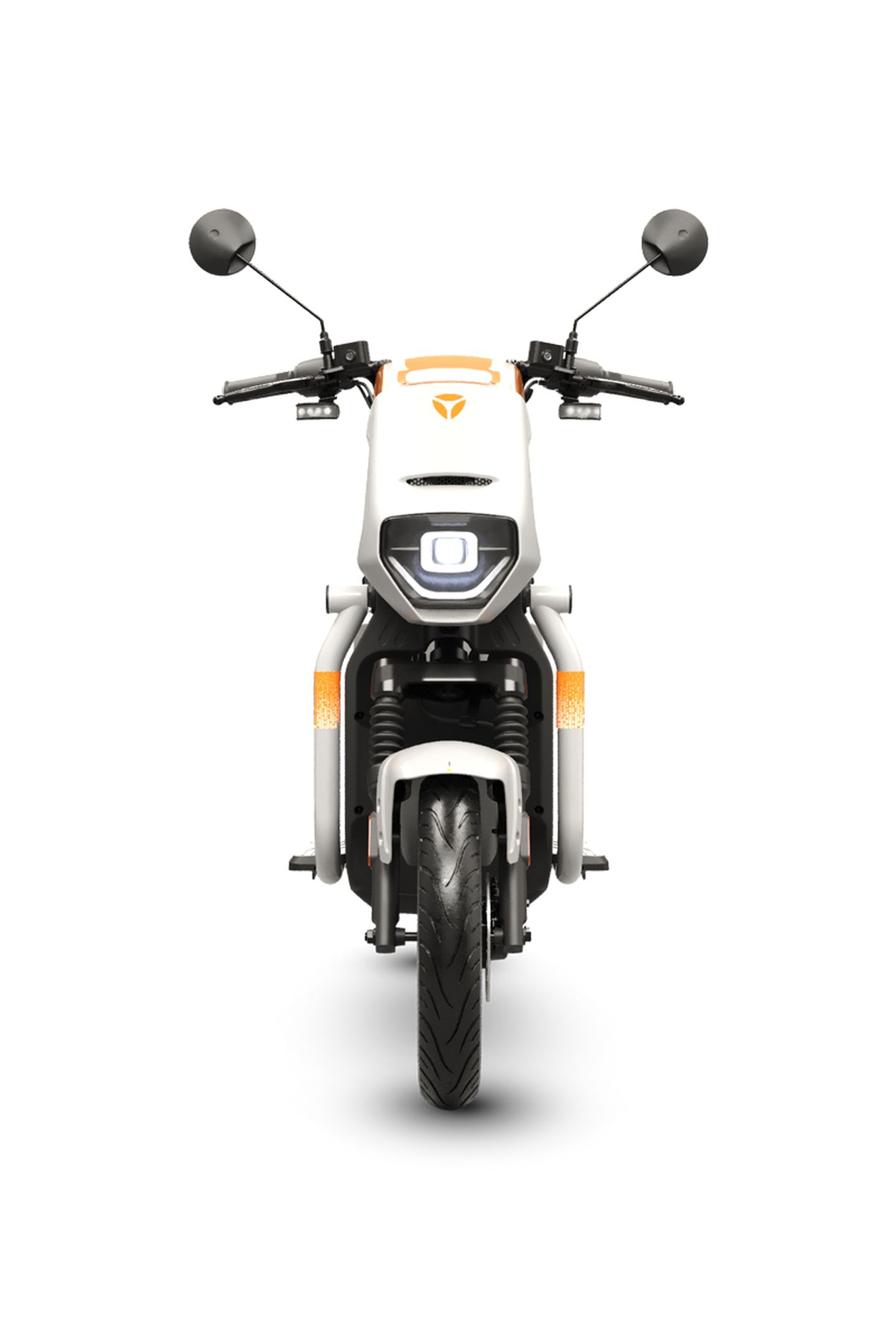 Frontal del YADEA GFX, elegante y minimalista, ideal para la movilidad urbana.