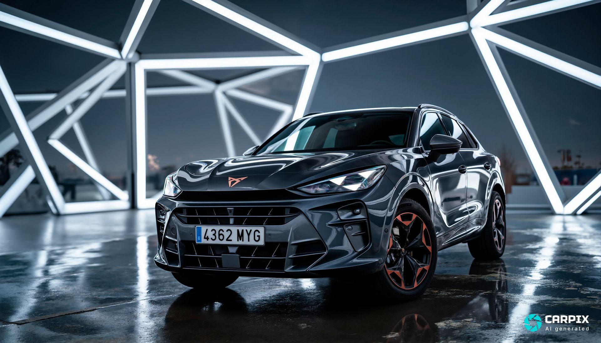 Vista del Cupra Terramar, destaca por su diseño deportivo y líneas agresivas.