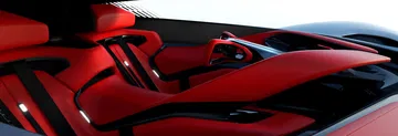 El interior del Corvette presenta un diseño futurista y ergonómico.