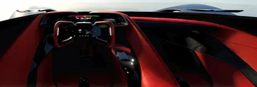 Interior del Corvette con acabados futuristas y tecnología avanzada.