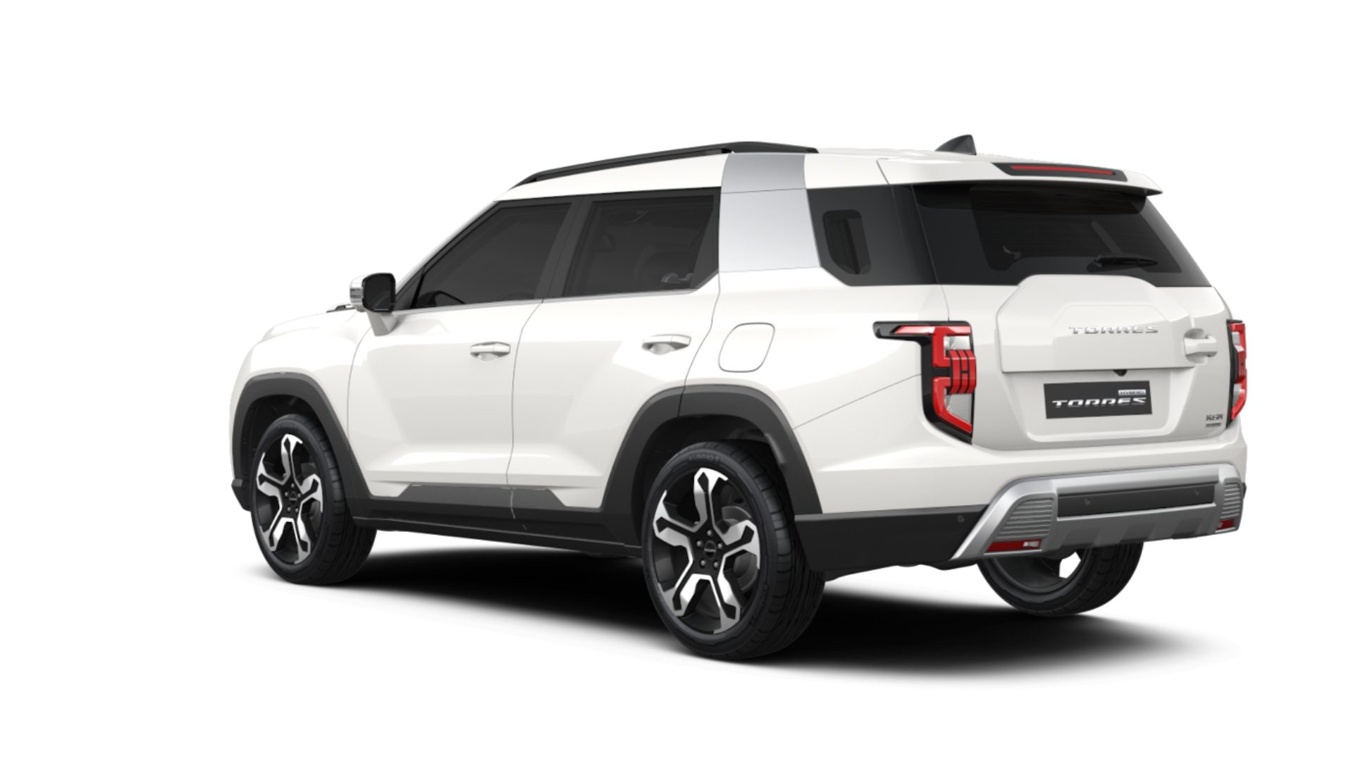 Vista trasera y lateral del KGM Torres Hybrid, un SUV de gran tamaño y precio competitivo.