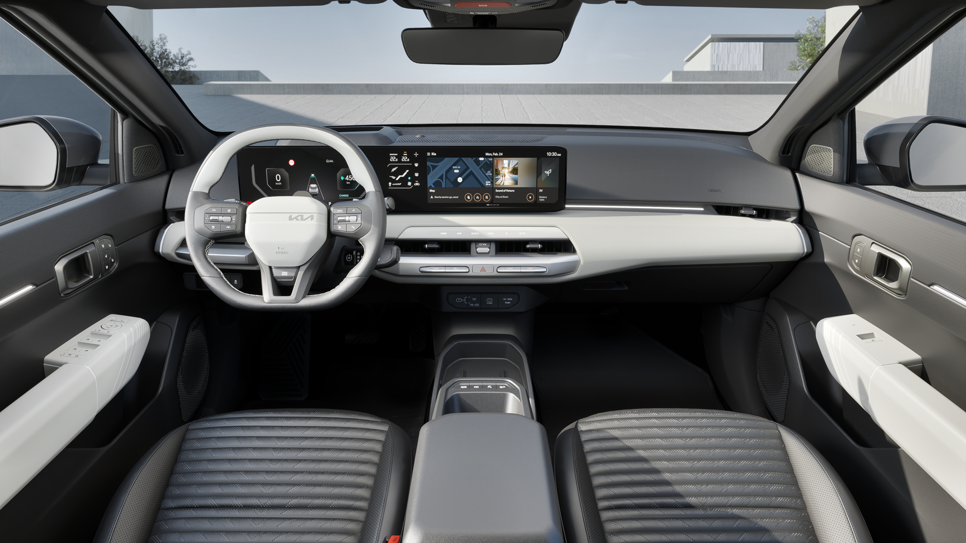 El interior del Kia EV4 destaca por su modernidad y espacio optimizado.