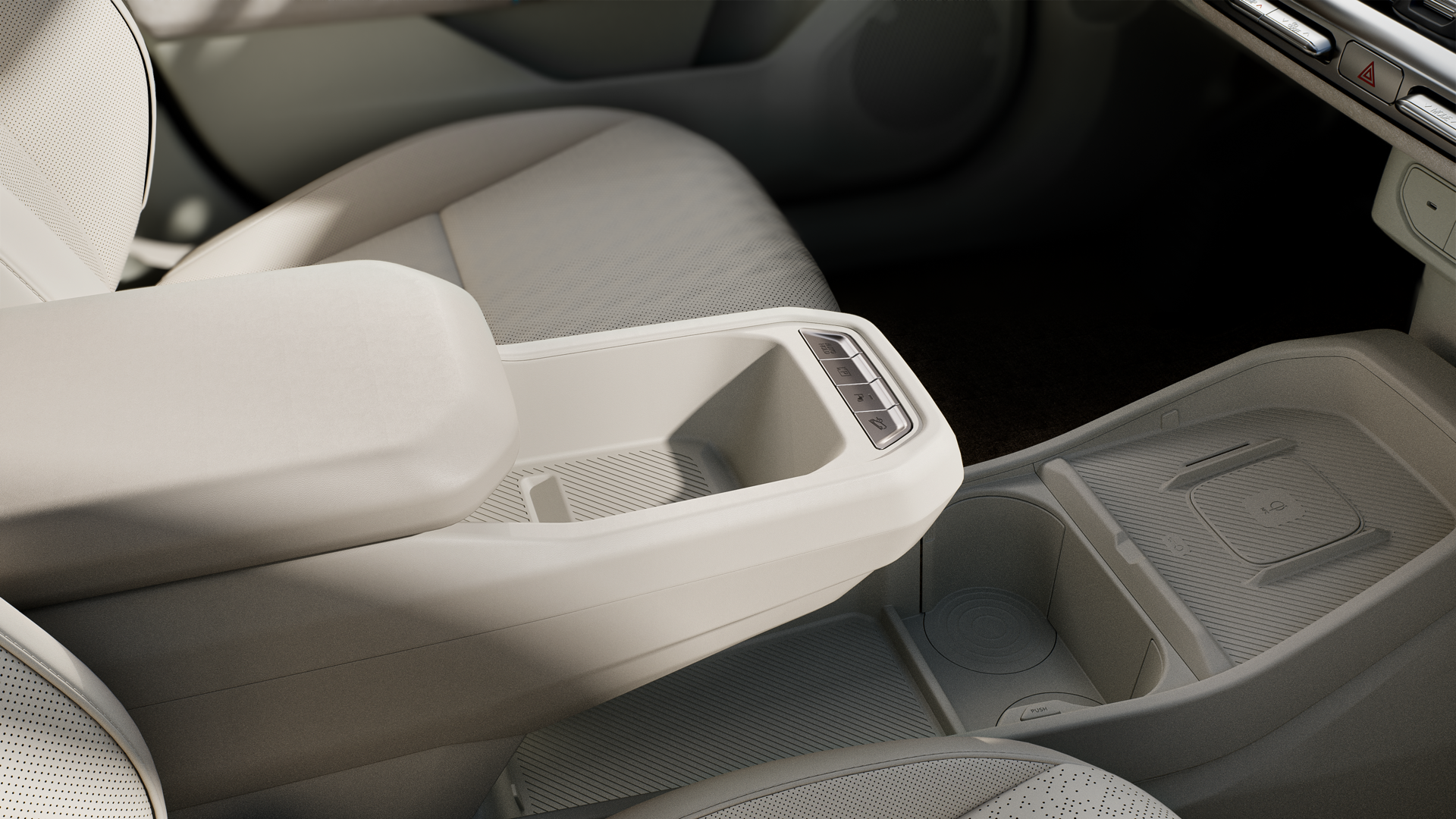 Interior del Kia EV4 con detalles funcionales y diseño ergonómico