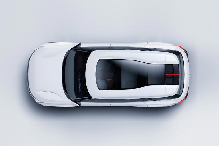 Vista superior del concepto, resalta su dise&ntilde;o futurista y aerodin&aacute;mico.