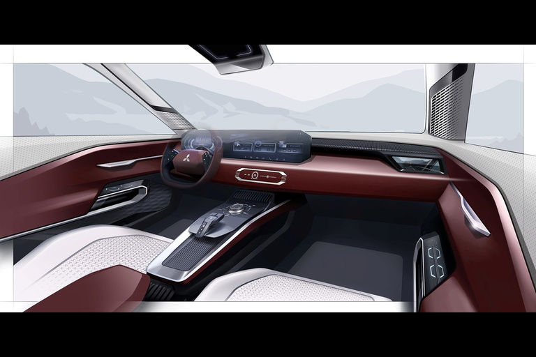 Interior del Mitsubishi DST Concept, con dise&ntilde;o futurista y elegante.