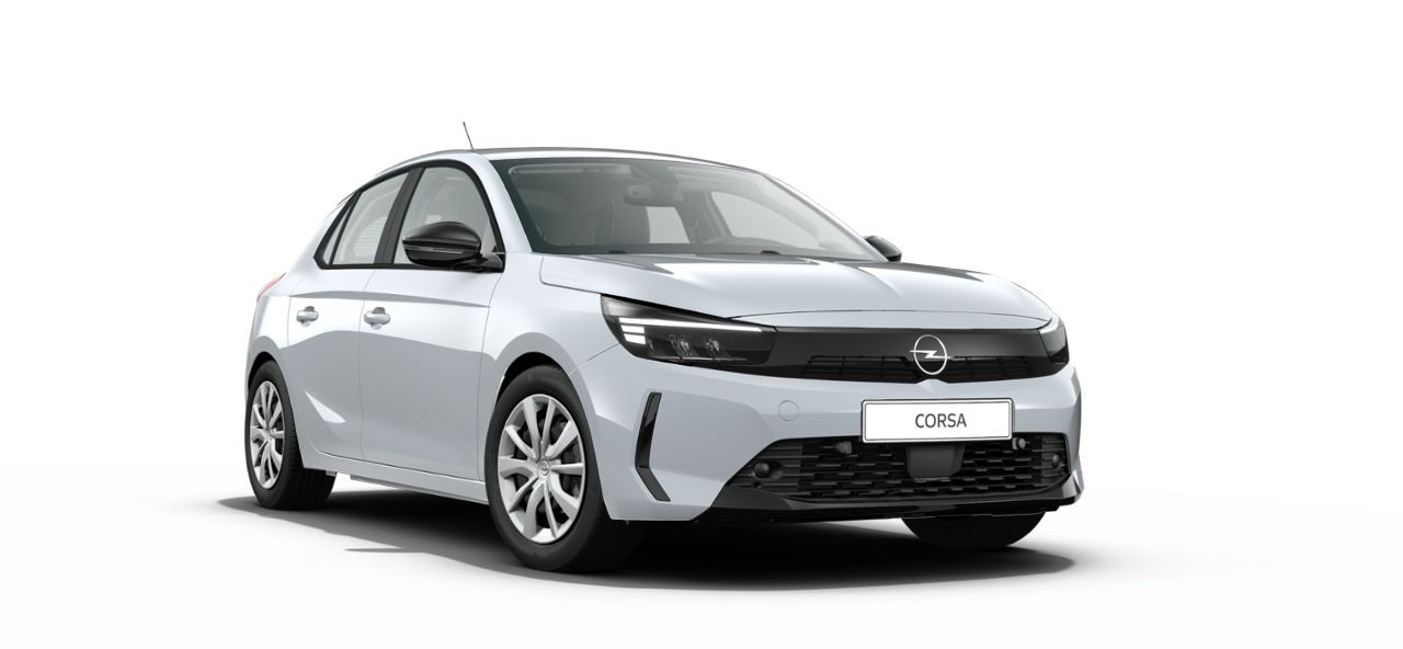 Una vista lateral y delantera del Opel Corsa 2025, moderno y atractivo.