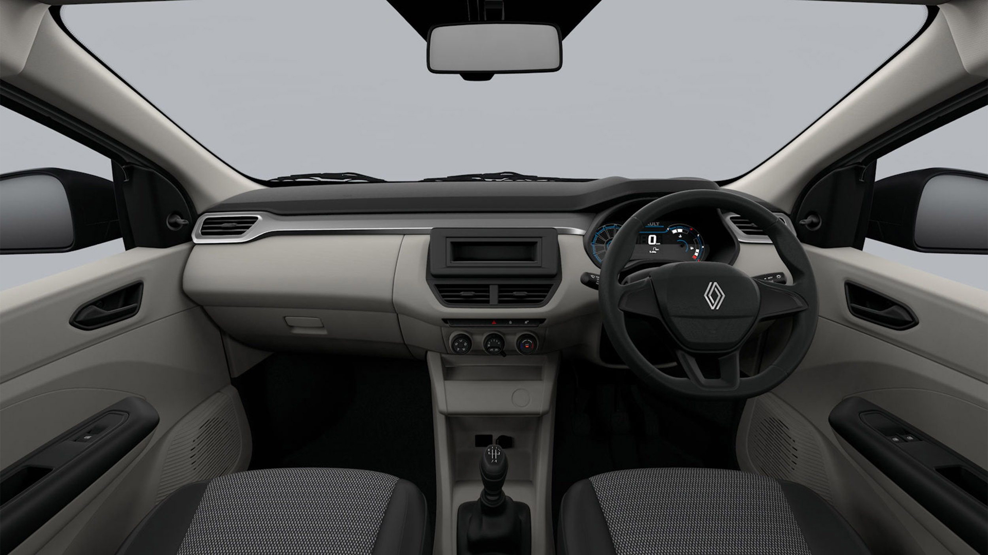 Interior del Renault Triber con diseño funcional y amplio espacio.