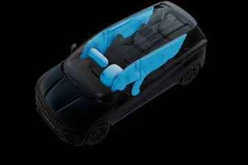 Vista del interior del Renault Triber, mostrando su capacidad para 7 pasajeros.