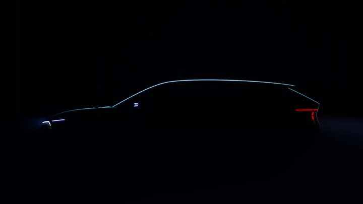 El teaser presenta el perfil elegante y aerodinámico del Skoda Vision O.