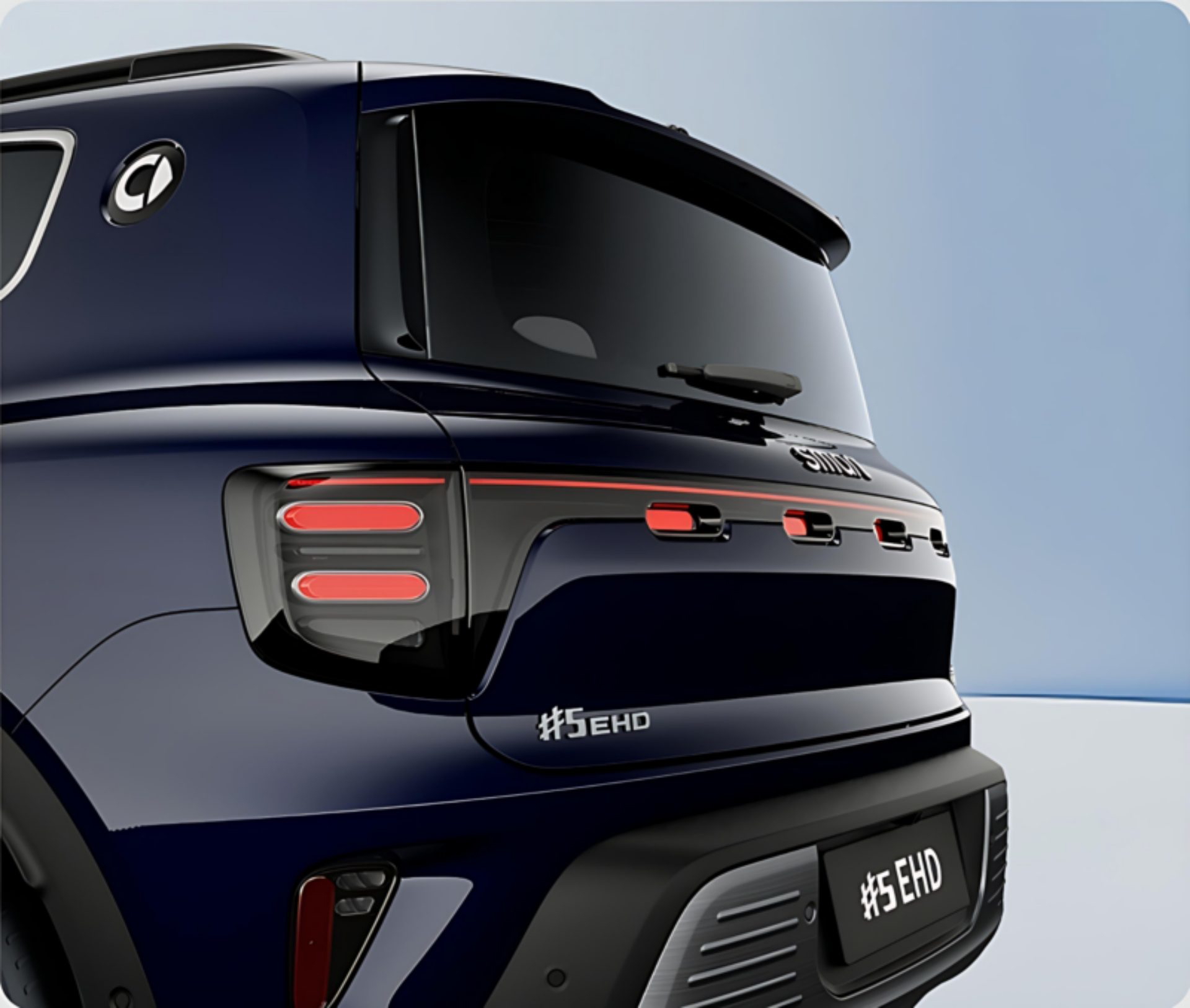 Vista trasera del Smart 5 EHD, mostrando su diseño moderno y distintivo.