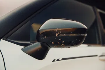 Espejo retrovisor con detalles que evidencian su uso off-road.