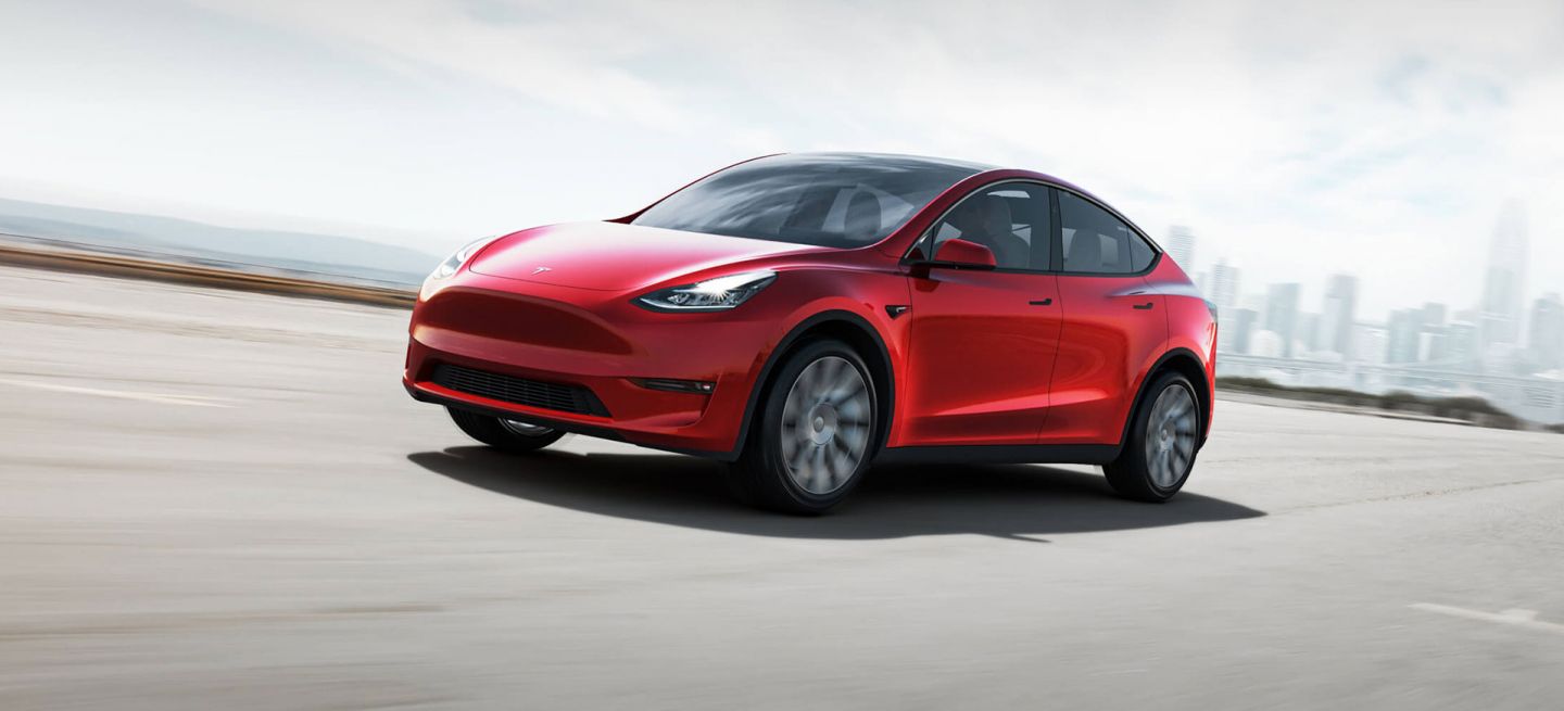 Tesla Model Y 2019 Rojo Frontal Exterior Tesla Model Y 2019 Rojo Frontal Exterior
