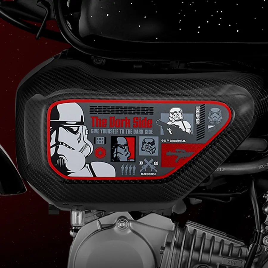 Tapa de motor con temática de Star Wars, un toque personalizado para los aficionados.