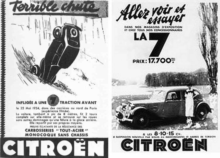Publicidad Citroën Traction Avant - precipicio