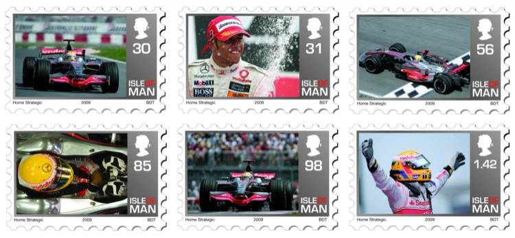 Sellos de Lewis Hamilton en Isle of the Man Sellos de Lewis Hamilton en Isle of the Man