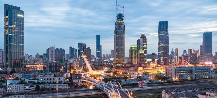 tianjin cityscape in nightfall tianjin cityscape in nightfall